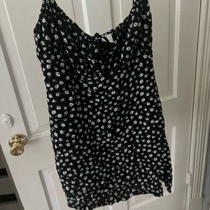 Garage Black Dress White Flowers tie in front Size M